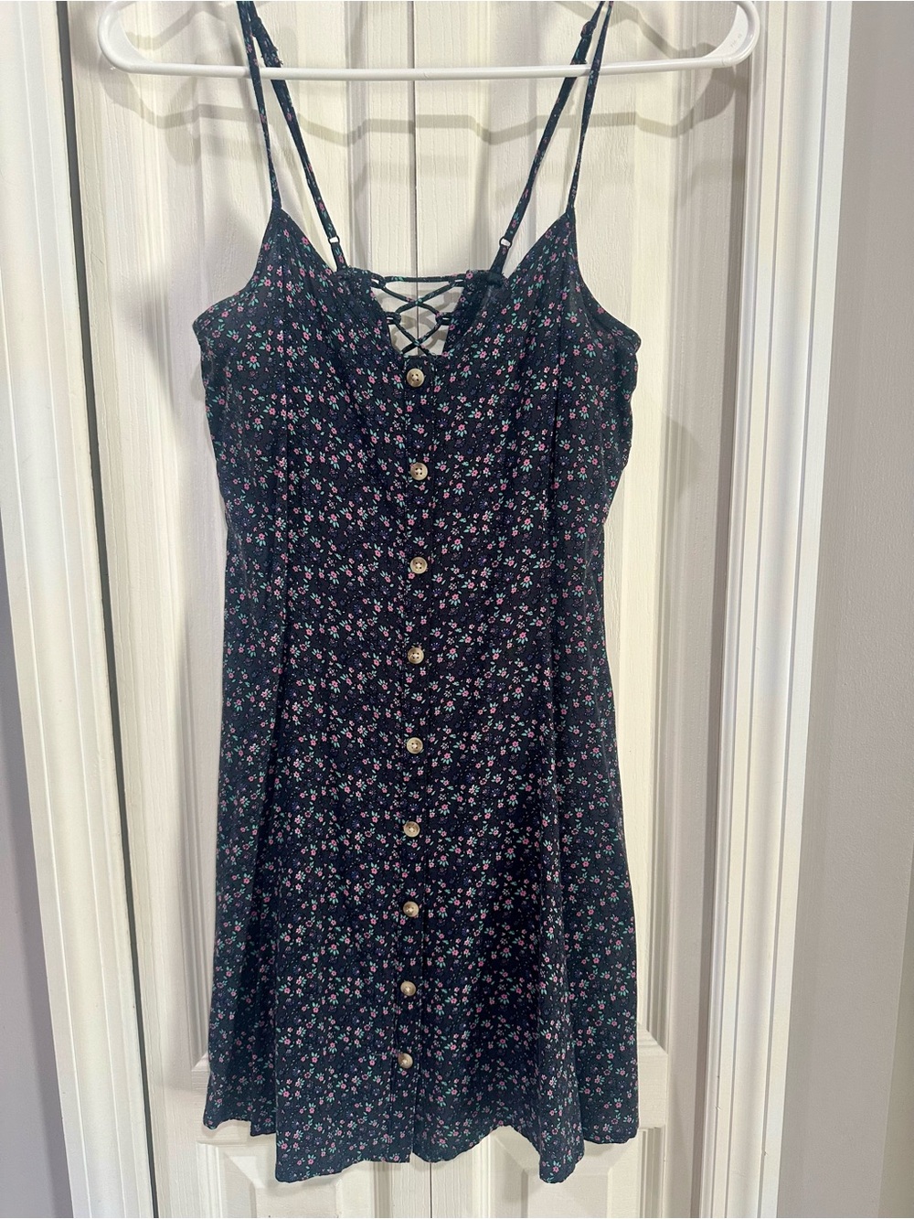American Eagle Outfitters Black Floral Spaghetti Strap Mini Dress XS